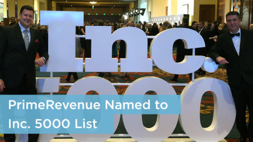 PrimeRevenue Named to Inc. Magazine's Annual List of America's Fastest-Growing Private Companies—the Inc. 5000